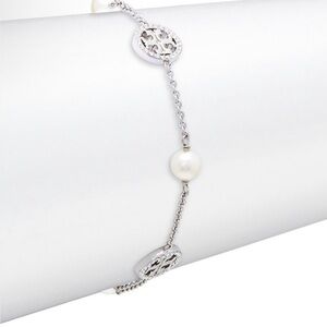 BNWT Tory Burch Silver and White Pearl Bracelet